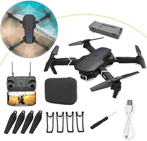 E88 Pro Drone with 4K HD Dual Camera/WiFi FPV, Foldable RC Quadcopter, Auto Hover, Altitude Hold, Headless Mode, App Control,طائرة بدون طيار E88 Pro مزودة بكاميرا مزدوجة بدقة 4K HD/WiFi FPV، وطائرة RC كوادكوبتر قابلة للطي،